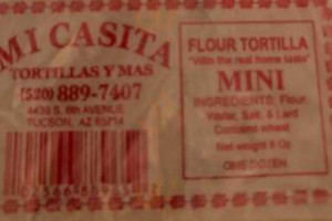 Mi Casita Tortilla menu