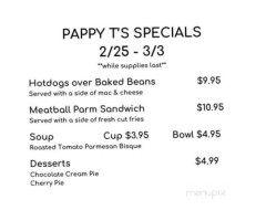 Pappy T's Pub menu
