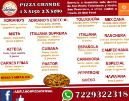 Adriano's Pizza menu