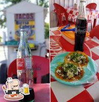 Tacos De Birria Cabeza Y Quesabirrias Y Jugos food