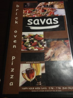 Savas Brick Oven Pizza menu