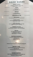 Sozo Sushi menu