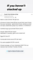 South Fork Kitchen menu