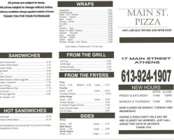 Main St Pizza menu