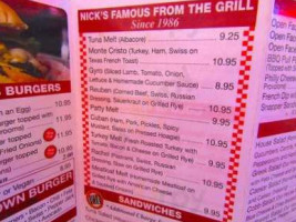 Nick's 50's Diner menu