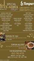 Tempura menu