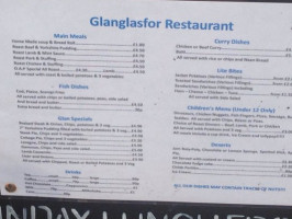 The Glanglasfor Club menu