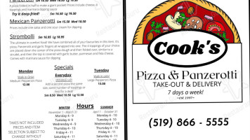 Cook's Pizza Panzerotti menu