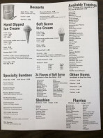 Frosty Boy Ice Cream menu