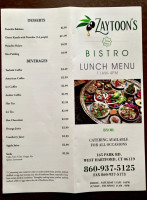 Zaytoon's Bistro menu