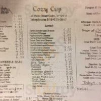 Cozy Cup menu