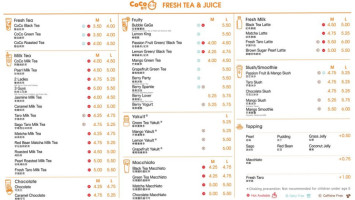 Coco Fresh Tea Juice menu