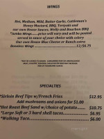 Rixford Well Grill menu