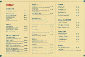 Chim! menu