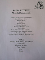 Razza Kitchen Waipu menu