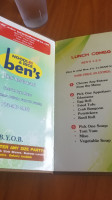 Ben's Noodles And Rice menu