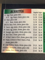 Gomez Burritos menu