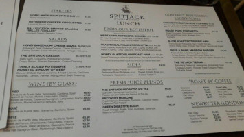 The Spitjack Cork menu