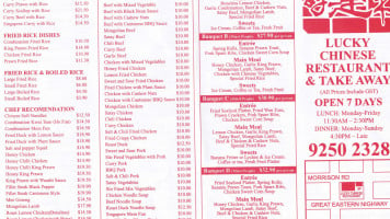 Lucky Chinese Restaurant menu