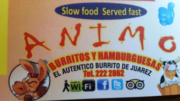 Animo Burritos y Hamburguesas menu