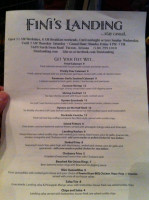 Fini's Landing menu