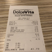 Dolce Vita Italian Bistro And Pizzeria menu