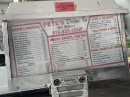 Pete's Drive-in menu