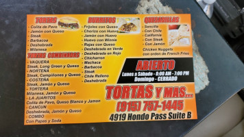 Tortas Y Mas Fresh Grill menu