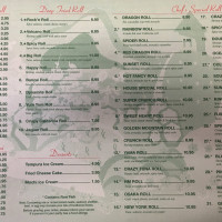 Osaka Hibachi Sushi menu