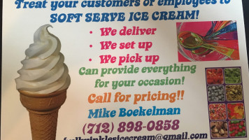 Bullwinkle's Ice Cream Rentals menu