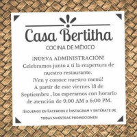 Casa Bertitha menu