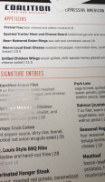 Coalition Steak And Seafood menu