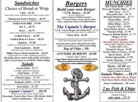 Captain's Quarters Lounge menu