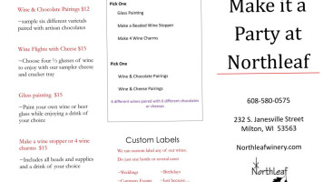 Northleaf Winery menu