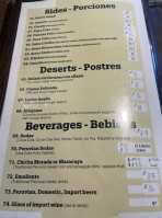 Lima Limon menu