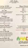 Ahadu Ethiopian menu