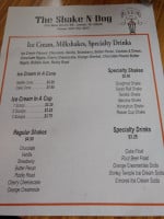 The Shake-n-dog menu