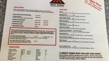 Heat Shabu menu