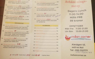 Indian Corner menu