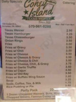 Coney Island Texas Weiners menu