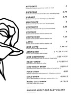 White Rose Coffee menu