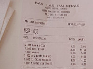 Las Palmeras menu