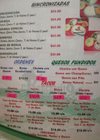 Taquería El Rancherito menu