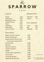 Sparrow Cafe menu