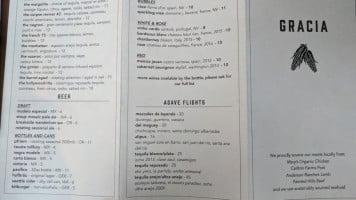 Gracia menu