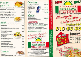 Villmergerpizzaexpress menu