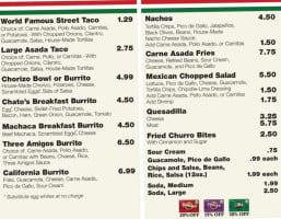 Three Amigos World Famous Street Tacos menu