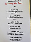 Shanes Hot Dogs menu