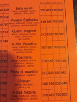 Picerija Tosccana Toskana Sabac menu