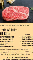 South Fork Kitchen menu
